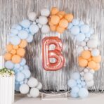 Balon Folie Metalizata Litera B, Embo, 80 cm, Umflati cu Heliu sau Aer, Ambalaj Individual, Pai inclus, Rose Gold - imagine 3