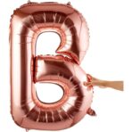 Balon Folie Metalizata Litera B, Embo, 80 cm, Umflati cu Heliu sau Aer, Ambalaj Individual, Pai inclus, Rose Gold - imagine 5