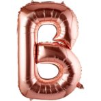 Balon Folie Metalizata Litera B, Embo, 80 cm, Umflati cu Heliu sau Aer, Ambalaj Individual, Pai inclus, Rose Gold
