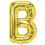 Balon Folie Metalizata Litera B, Embo, 40 cm, Umflati cu Heliu sau Aer, Ambalaj Individual, Pai inclus, Auriu