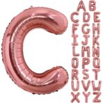 Balon Folie Metalizata Litera C, Embo, 100 cm, Umflati cu Heliu sau Aer, Ambalaj Individual, Pai inclus, Rose Gold - imagine 4