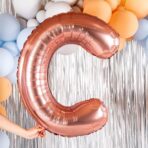Balon Folie Metalizata Litera C, Embo, 100 cm, Umflati cu Heliu sau Aer, Ambalaj Individual, Pai inclus, Rose Gold - imagine 5