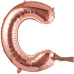 Balon Folie Metalizata Litera C, Embo, 100 cm, Umflati cu Heliu sau Aer, Ambalaj Individual, Pai inclus, Rose Gold - imagine 8