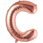 Balon Folie Metalizata Litera C, Embo, 100 cm, Umflati cu Heliu sau Aer, Ambalaj Individual, Pai inclus, Rose Gold