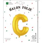 Balon Folie Metalizata Litera C, Embo, 40 cm, Umflati cu Heliu sau Aer, Ambalaj Individual, Pai inclus, Auriu - imagine 2