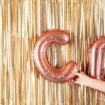 Balon Folie Metalizata Litera C, Embo, 40 cm, Umflati cu Heliu sau Aer, Ambalaj Individual, Pai inclus, Rose Gold - imagine 5