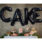 Balon Folie Metalizata Litera C, Embo, 40 cm, Umflati cu Heliu sau Aer, Ambalaj Individual, Pai inclus, Negru - imagine 3