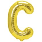 Balon Folie Metalizata Litera C, Embo, 40 cm, Umflati cu Heliu sau Aer, Ambalaj Individual, Pai inclus, Auriu