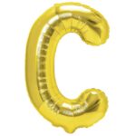 Balon Folie Metalizata Litera C, Embo, 40 cm, Umflati cu Heliu sau Aer, Ambalaj Individual, Pai inclus, Auriu