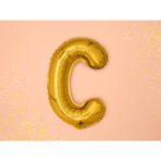 Balon Folie Metalizata Litera C, Embo, 80 cm, Umflati cu Heliu sau Aer, Ambalaj Individual, Pai inclus, Auriu - imagine 5
