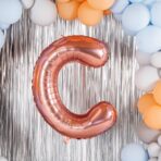 Balon Folie Metalizata Litera C, Embo, 80 cm, Umflati cu Heliu sau Aer, Ambalaj Individual, Pai inclus, Rose Gold - imagine 7