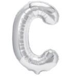 Balon Folie Metalizata Litera C, Embo, 80 cm, Umflati cu Heliu sau Aer, Ambalaj Individual, Pai inclus, Argintiu
