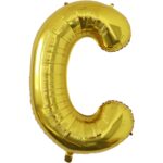 Balon Folie Metalizata Litera C, Embo, 80 cm, Umflati cu Heliu sau Aer, Ambalaj Individual, Pai inclus, Auriu