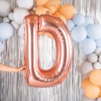 Balon Folie Metalizata Litera D, Embo, 100 cm, Umflati cu Heliu sau Aer, Ambalaj Individual, Pai inclus, Rose Gold - imagine 5