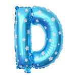 Balon Folie Metalizata Litera D, Embo, 40 cm, Cu Imprimeu Stelute, Umflati cu Heliu sau Aer, Ambalaj Individual, Pai inclus, Albastru - imagine 5