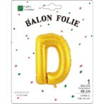 Balon Folie Metalizata Litera D, Embo, 40 cm, Umflati cu Heliu sau Aer, Ambalaj Individual, Pai inclus, Auriu - imagine 2