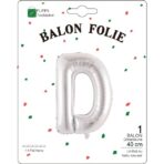 Balon Folie Metalizata Litera D, Embo, 40 cm, Umflati cu Heliu sau Aer, Ambalaj Individual, Pai inclus, Argintiu - imagine 2