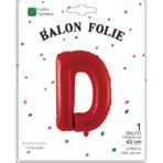 Balon Folie Metalizata Litera D, Embo, 40 cm, Umflati cu Heliu sau Aer, Ambalaj Individual, Pai inclus, Rosu - imagine 2