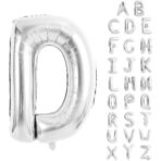 Balon Folie Metalizata Litera D, Embo, 40 cm, Umflati cu Heliu sau Aer, Ambalaj Individual, Pai inclus, Argintiu - imagine 10