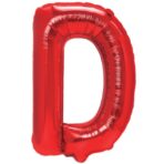 Balon Folie Metalizata Litera D, Embo, 40 cm, Umflati cu Heliu sau Aer, Ambalaj Individual, Pai inclus, Rosu