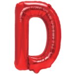 Balon Folie Metalizata Litera D, Embo, 40 cm, Umflati cu Heliu sau Aer, Ambalaj Individual, Pai inclus, Rosu