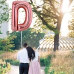 Balon Folie Metalizata Litera D, Embo, 80 cm, Umflati cu Heliu sau Aer, Ambalaj Individual, Pai inclus, Rose Gold - imagine 3