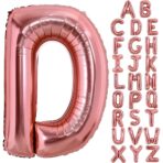 Balon Folie Metalizata Litera D, Embo, 80 cm, Umflati cu Heliu sau Aer, Ambalaj Individual, Pai inclus, Rose Gold - imagine 4