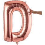 Balon Folie Metalizata Litera D, Embo, 80 cm, Umflati cu Heliu sau Aer, Ambalaj Individual, Pai inclus, Rose Gold - imagine 8