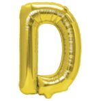 Balon Folie Metalizata Litera D, Embo, 80 cm, Umflati cu Heliu sau Aer, Ambalaj Individual, Pai inclus, Auriu