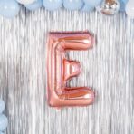 Balon Folie Metalizata Litera E, Embo, 100 cm, Umflati cu Heliu sau Aer, Ambalaj Individual, Pai inclus, Rose Gold - imagine 7