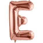 Balon Folie Metalizata Litera E, Embo, 100 cm, Umflati cu Heliu sau Aer, Ambalaj Individual, Pai inclus, Rose Gold
