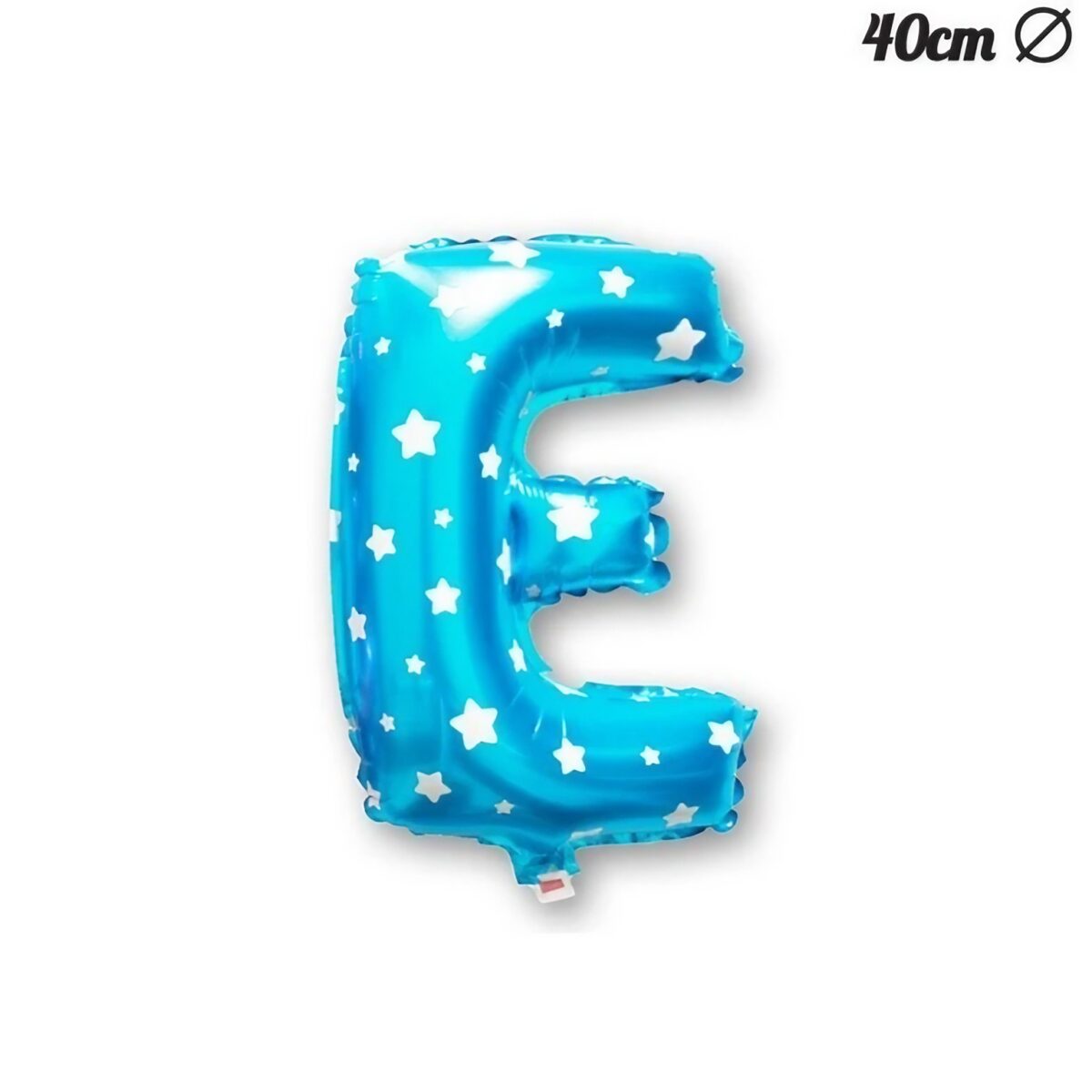 Balon Folie Metalizata Litera E, Embo, 40 cm, Cu Imprimeu Stelute, Umflati cu Heliu sau Aer, Ambalaj Individual, Pai inclus, Albastru - imagine 3