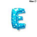Balon Folie Metalizata Litera E, Embo, 40 cm, Cu Imprimeu Stelute, Umflati cu Heliu sau Aer, Ambalaj Individual, Pai inclus, Albastru - imagine 3