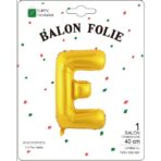 Balon Folie Metalizata Litera E, Embo, 40 cm, Umflati cu Heliu sau Aer, Ambalaj Individual, Pai inclus, Auriu - imagine 2
