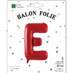 Balon Folie Metalizata Litera E, Embo, 40 cm, Umflati cu Heliu sau Aer, Ambalaj Individual, Pai inclus, Rosu - imagine 2