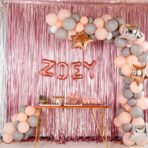 Balon Folie Metalizata Litera E, Embo, 40 cm, Umflati cu Heliu sau Aer, Ambalaj Individual, Pai inclus, Rose Gold - imagine 6