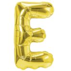 Balon Folie Metalizata Litera E, Embo, 40 cm, Umflati cu Heliu sau Aer, Ambalaj Individual, Pai inclus, Auriu