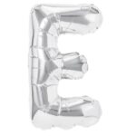 Balon Folie Metalizata Litera E, Embo, 40 cm, Umflati cu Heliu sau Aer, Ambalaj Individual, Pai inclus, Argintiu
