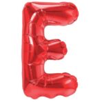 Balon Folie Metalizata Litera E, Embo, 40 cm, Umflati cu Heliu sau Aer, Ambalaj Individual, Pai inclus, Rosu