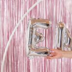 Balon Folie Metalizata Litera E, Embo, 80 cm, Umflati cu Heliu sau Aer, Ambalaj Individual, Pai inclus, Argintiu - imagine 6