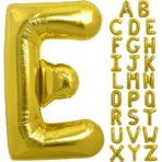 Balon Folie Metalizata Litera E, Embo, 80 cm, Umflati cu Heliu sau Aer, Ambalaj Individual, Pai inclus, Auriu - imagine 12
