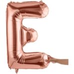 Balon Folie Metalizata Litera E, Embo, 80 cm, Umflati cu Heliu sau Aer, Ambalaj Individual, Pai inclus, Rose Gold - imagine 8