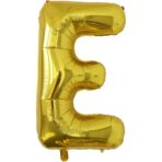 Balon Folie Metalizata Litera E, Embo, 80 cm, Umflati cu Heliu sau Aer, Ambalaj Individual, Pai inclus, Auriu