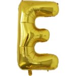 Balon Folie Metalizata Litera E, Embo, 80 cm, Umflati cu Heliu sau Aer, Ambalaj Individual, Pai inclus, Auriu
