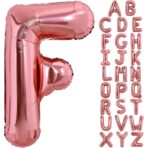Balon Folie Metalizata Litera F, Embo, 100 cm, Umflati cu Heliu sau Aer, Ambalaj Individual, Pai inclus, Rose Gold - imagine 4
