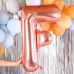 Balon Folie Metalizata Litera F, Embo, 100 cm, Umflati cu Heliu sau Aer, Ambalaj Individual, Pai inclus, Rose Gold - imagine 5
