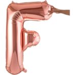 Balon Folie Metalizata Litera F, Embo, 100 cm, Umflati cu Heliu sau Aer, Ambalaj Individual, Pai inclus, Rose Gold - imagine 8