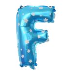 Balon Folie Metalizata Litera F, Embo, 40 cm, Cu Imprimeu Stelute, Umflati cu Heliu sau Aer, Ambalaj Individual, Pai inclus, Albastru