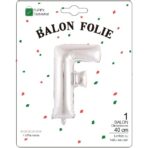 Balon Folie Metalizata Litera F, Embo, 40 cm, Umflati cu Heliu sau Aer, Ambalaj Individual, Pai inclus, Argintiu - imagine 2