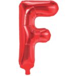 Balon Folie Metalizata Litera F, Embo, 40 cm, Umflati cu Heliu sau Aer, Ambalaj Individual, Pai inclus, Rosu